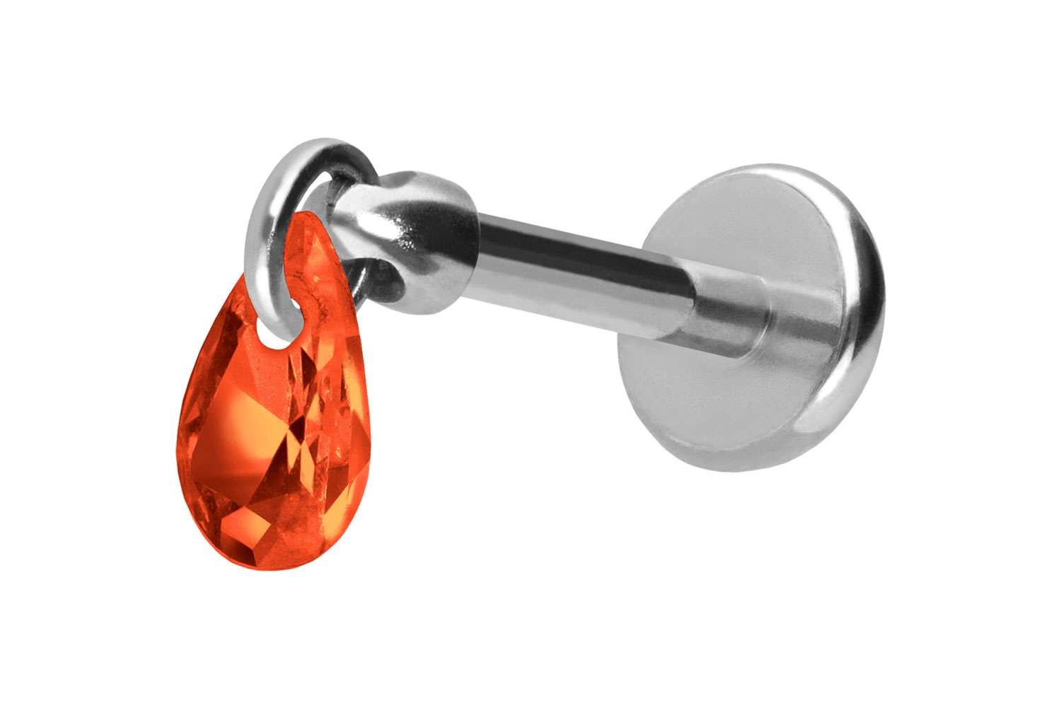 Titan Labret Piercing mit Push Fit KRISTALLTROPFEN